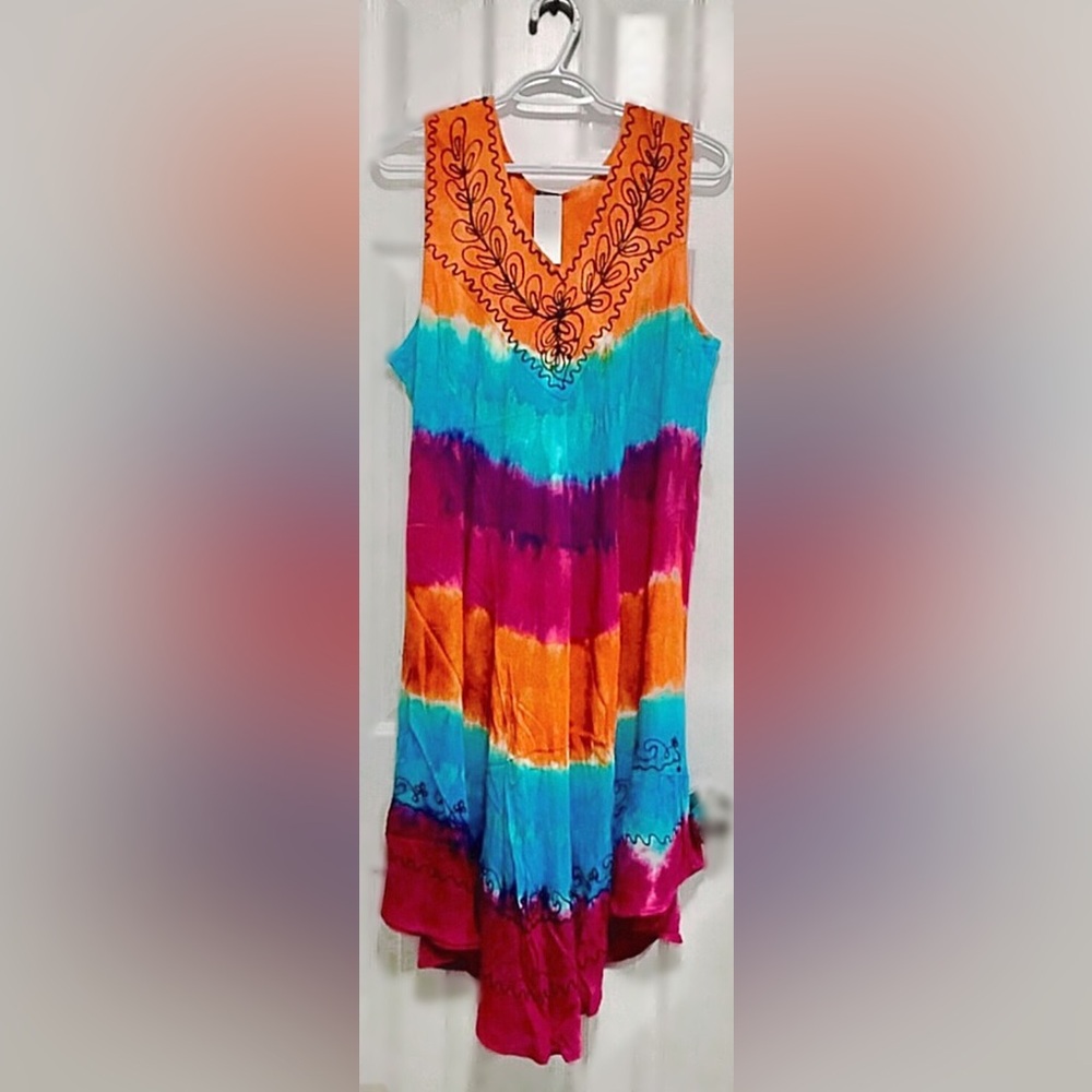 Colorful Tie-Dye Sleeveless Dress